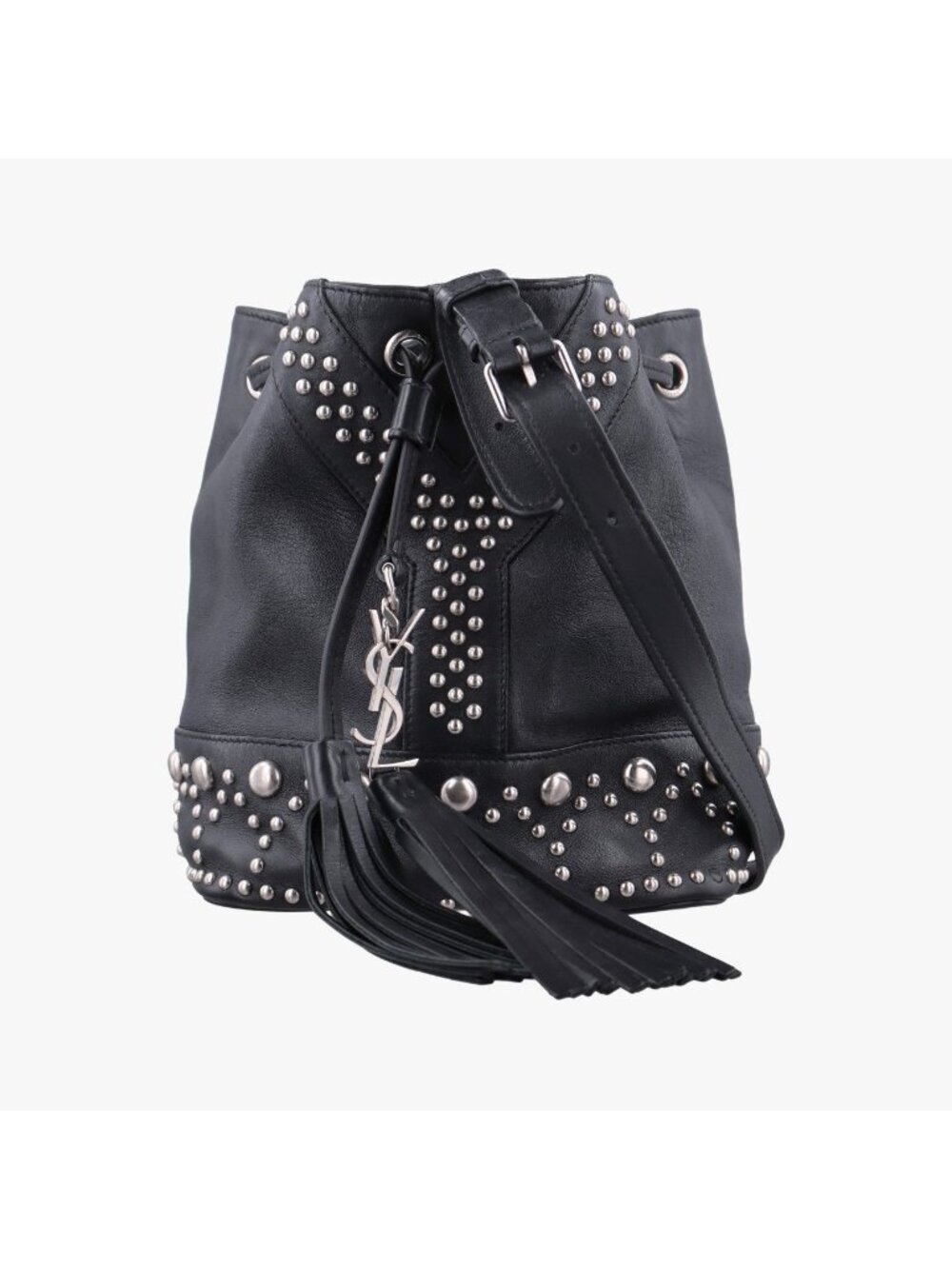 Saint Laurent Studded Bucket Black Leather